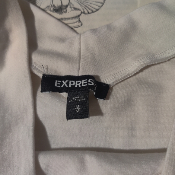 Express Cream Double V-Neck Off the shoulder bodysuit w/ Thong Closure - Picture 3 of 5